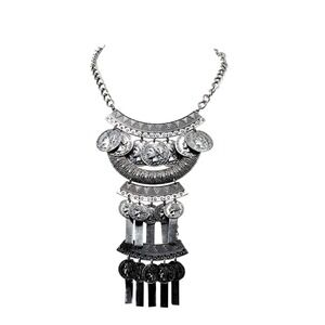 Custom Jewelry Silver Bib Statement Fringe Necklace Womens Bohemian Ethnic